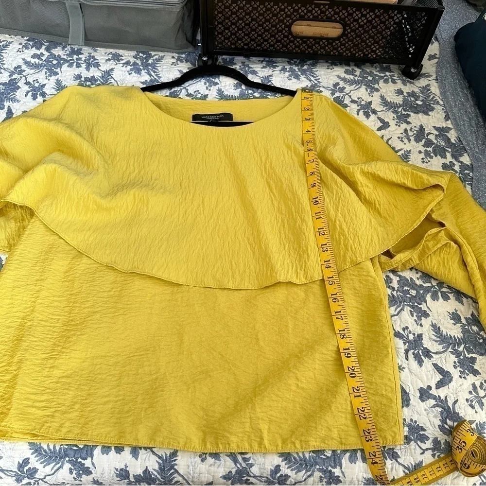 Marc New York Blouse Capt Mustard Yellow Short Sleeve Top Sz L